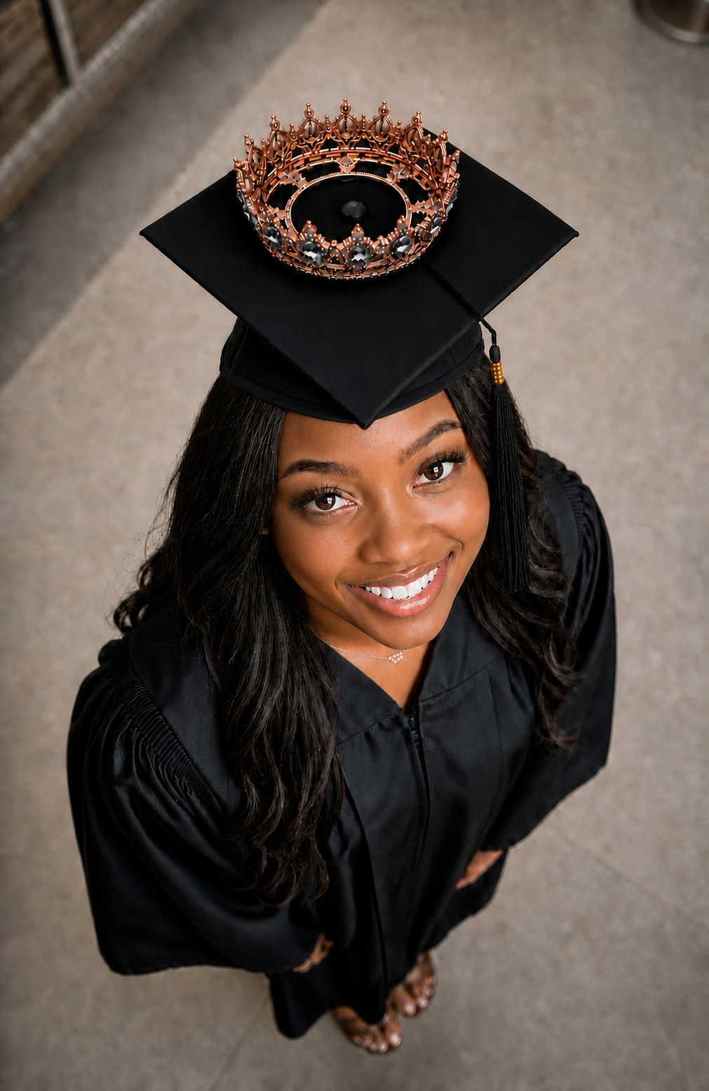 Graduate wearing the Sheba Crown on her graduation cap